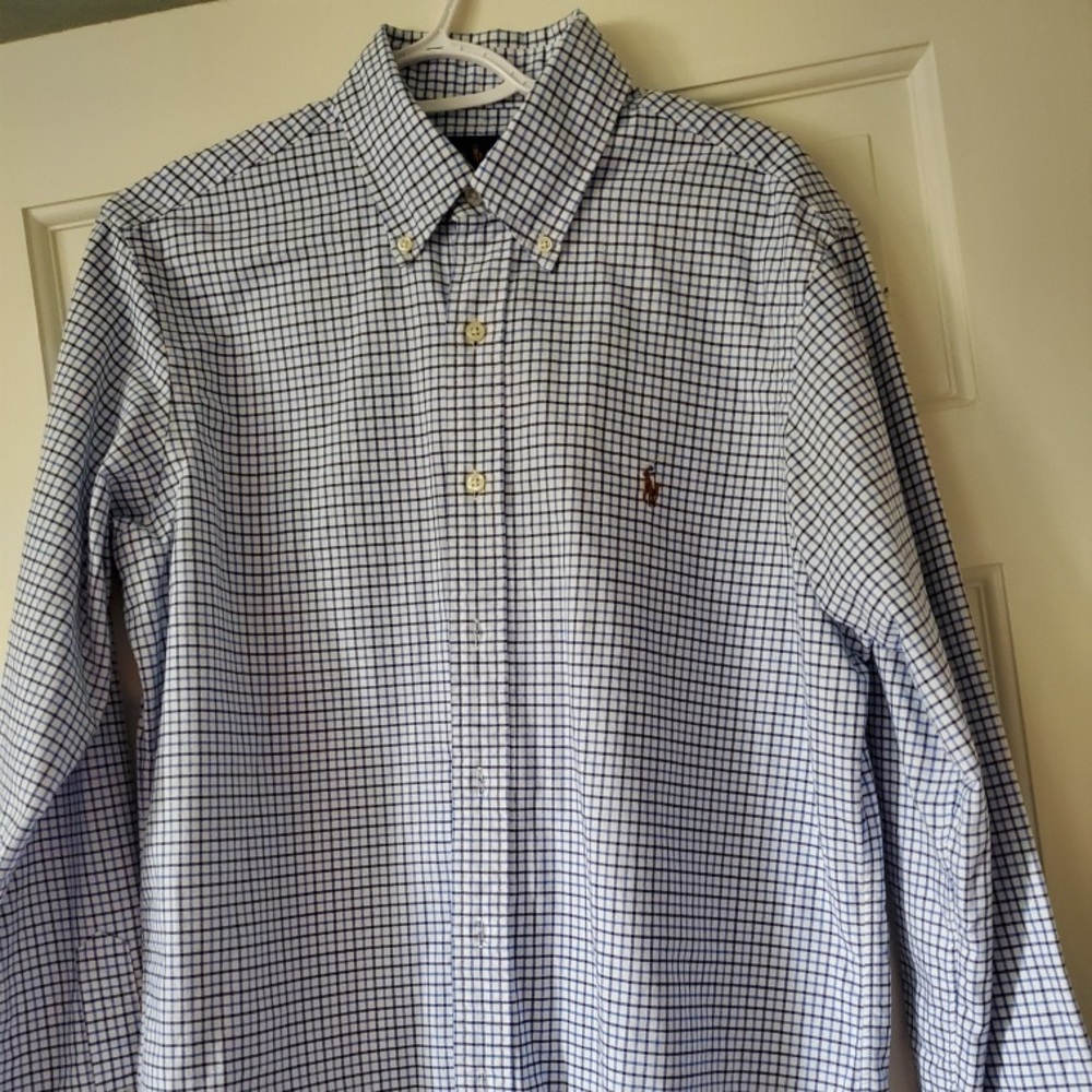 Men’s Blue and White Polo Dress Shirt